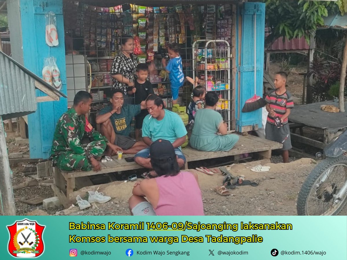 WajoKodim's tweet photo. Babinsa Koramil 1406-09/Sajoanging laksanakan Komsos bersama warga Desa Tadangpalie
#tniad
#dispenad
#puspentni
#Kodam Hasanuddin
#Korem 141 Toddopuli https://t.co/SPjnpHygYa