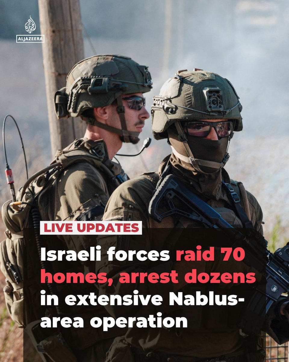 AJEnglish's tweet photo. Israeli forces have raided some 70 homes and arrested around 50 Palestinians in the town of Tal, southwest of Nablus. Governor Ghassan Daghlas said "prolonged international silence" has encouraged attacks against Palestinians.

🔴 LIVE updates: https://t.co/1NwaJootmt https://t.co/cLxhVh2N8I