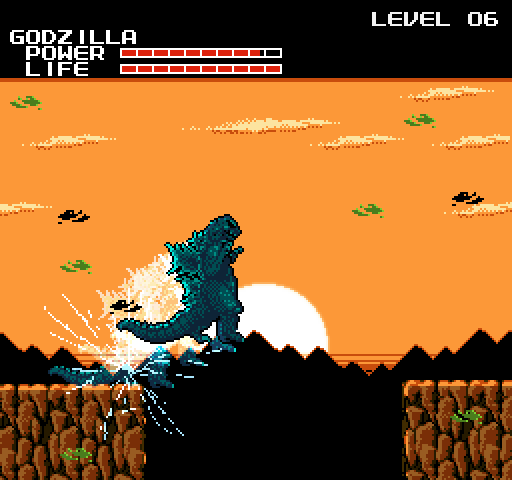 RubyPncake's tweet photo. I downloaded Godzilla Monster of Monsters ROM from a sketchy website and I don't think the original game had platforming sections, nor this nuclear jump thingy, but I'm digging it.

#NESGodzilla #NesGodzillaCreepypasta https://t.co/ZCVnx2KH7h