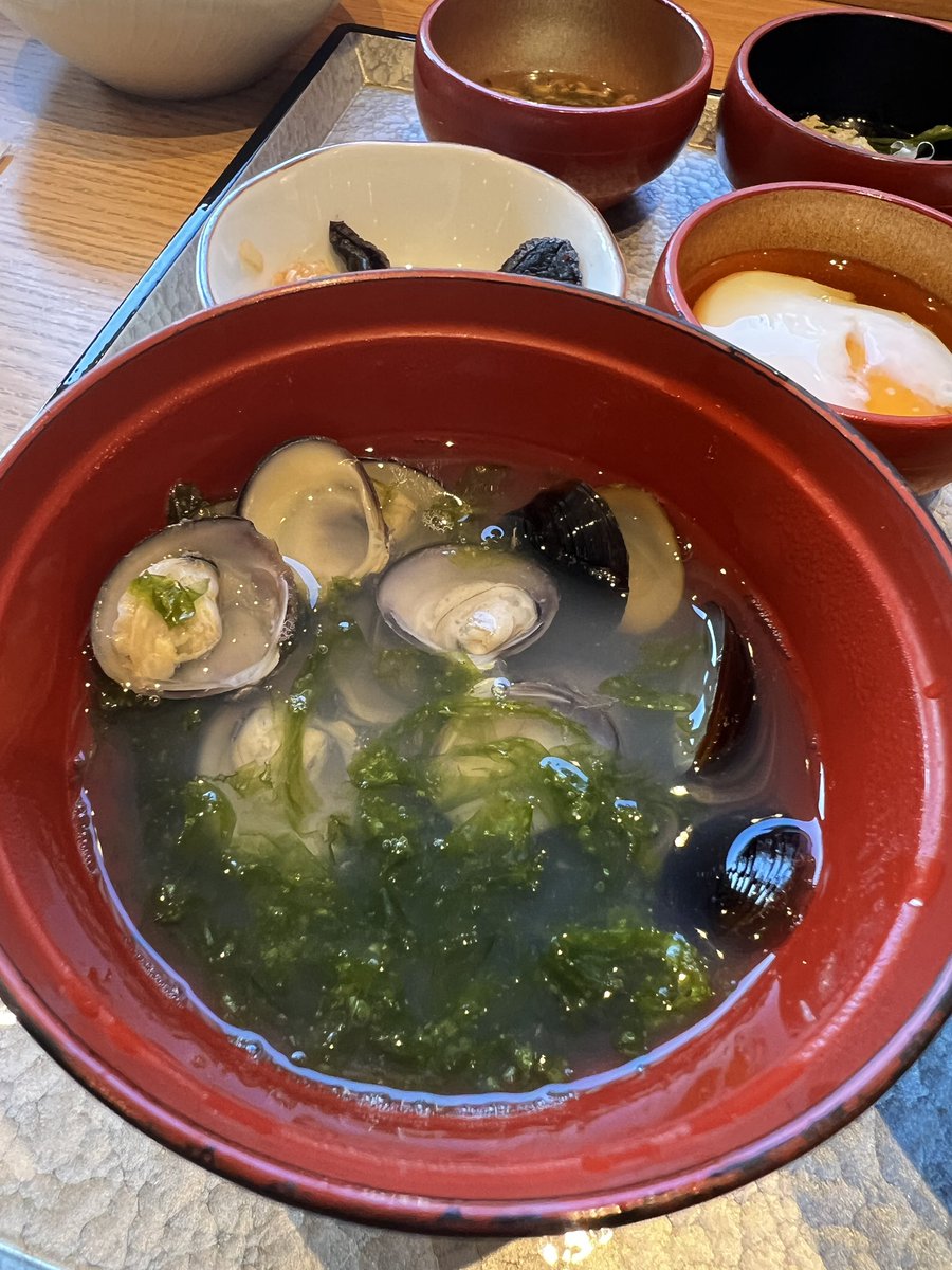 kikudazo's tweet photo. SMN出張でいつも嬉しいのがしじみ汁！毎朝味わえて佃煮と合わせて100しじみぐらい摂取しました。そして帰る直前に割子そばもキメておきました。今まではそんなに評価してなかったけど、今回食べたらおいしいやん！ってなって、大人になった証。 https://t.co/8dan8SddBs