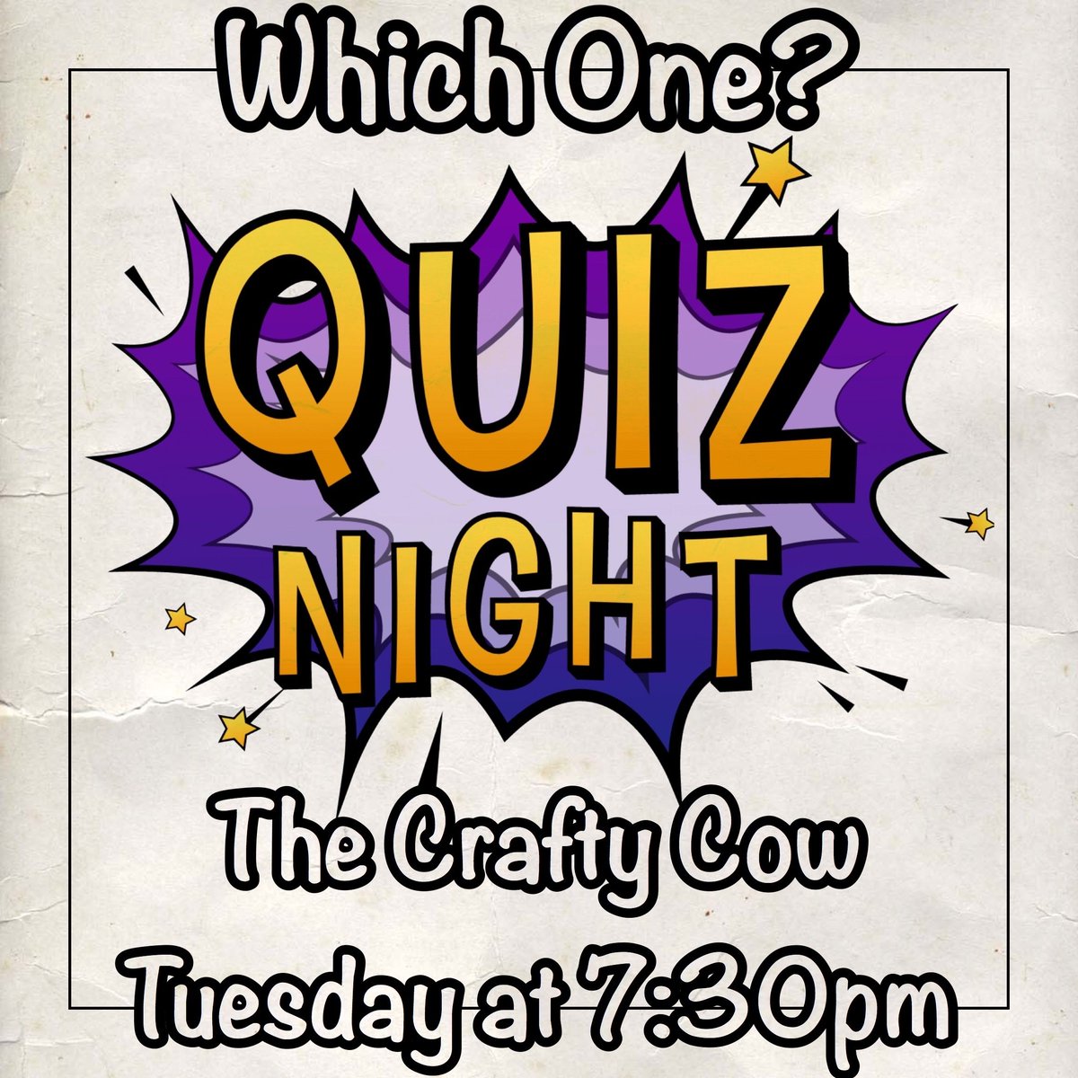 QuizzicalQuiz's tweet photo. Join us on Tuesday at #TheCraftyCow in BS7, Horfield, #Bristol for our next #QuizNight! 7:30pm start for our #WhichOne? #Quiz with a cash, bonus rounds &amp; wine to be won! https://t.co/xVFIu6shcg