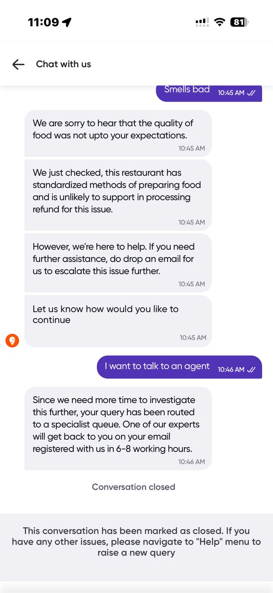 alluY__'s tweet photo. @Swiggy not sure why all the act ? When clearly you don’t want to help customers , all your agents are busy https://t.co/RWIgR8nL2W