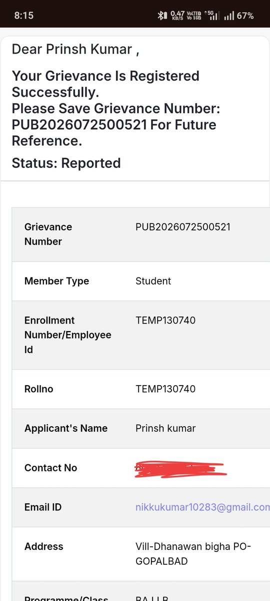 Nikkukumar96's tweet photo. Dear Sir/My name is Prinsh Kumar. I have applied for the B.A. LLB (5 years) course on the PPU admission portal.I successfully completed my application fee payment of ₹1,500 via PhonePe on 24 July 2026. The amount has been deducted from my bank account, but my dmissions not . https://t.co/PCBnvjvMvt