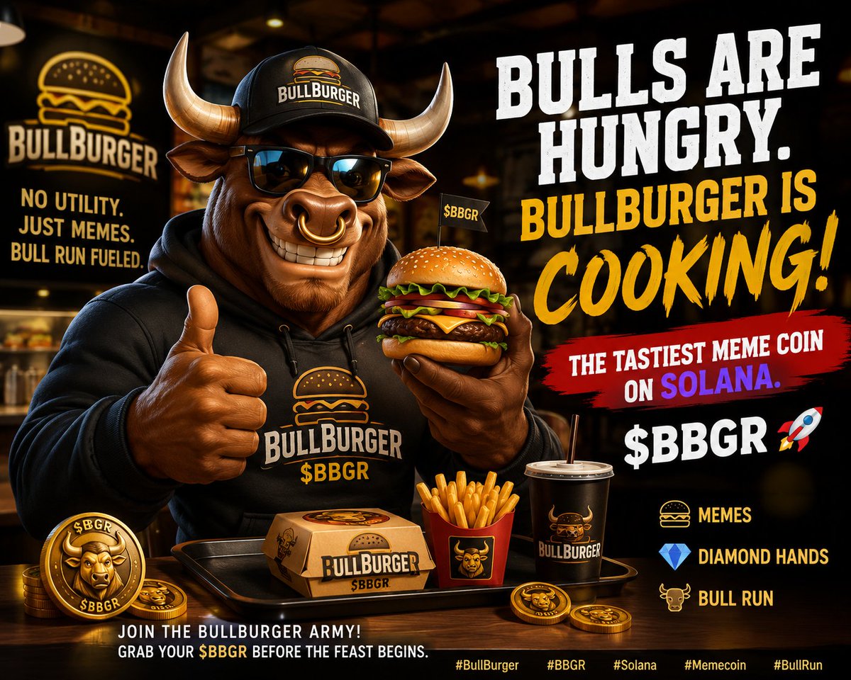 BullBurgerCoin's tweet photo. 🍔 The grill is hot. The bulls are hungry. 🐂🔥
BullBurger is cooking something BIG.
Are you ready? 👀🚀
$BBGR #BullBurger #Solana https://t.co/DPrEnMfBtS