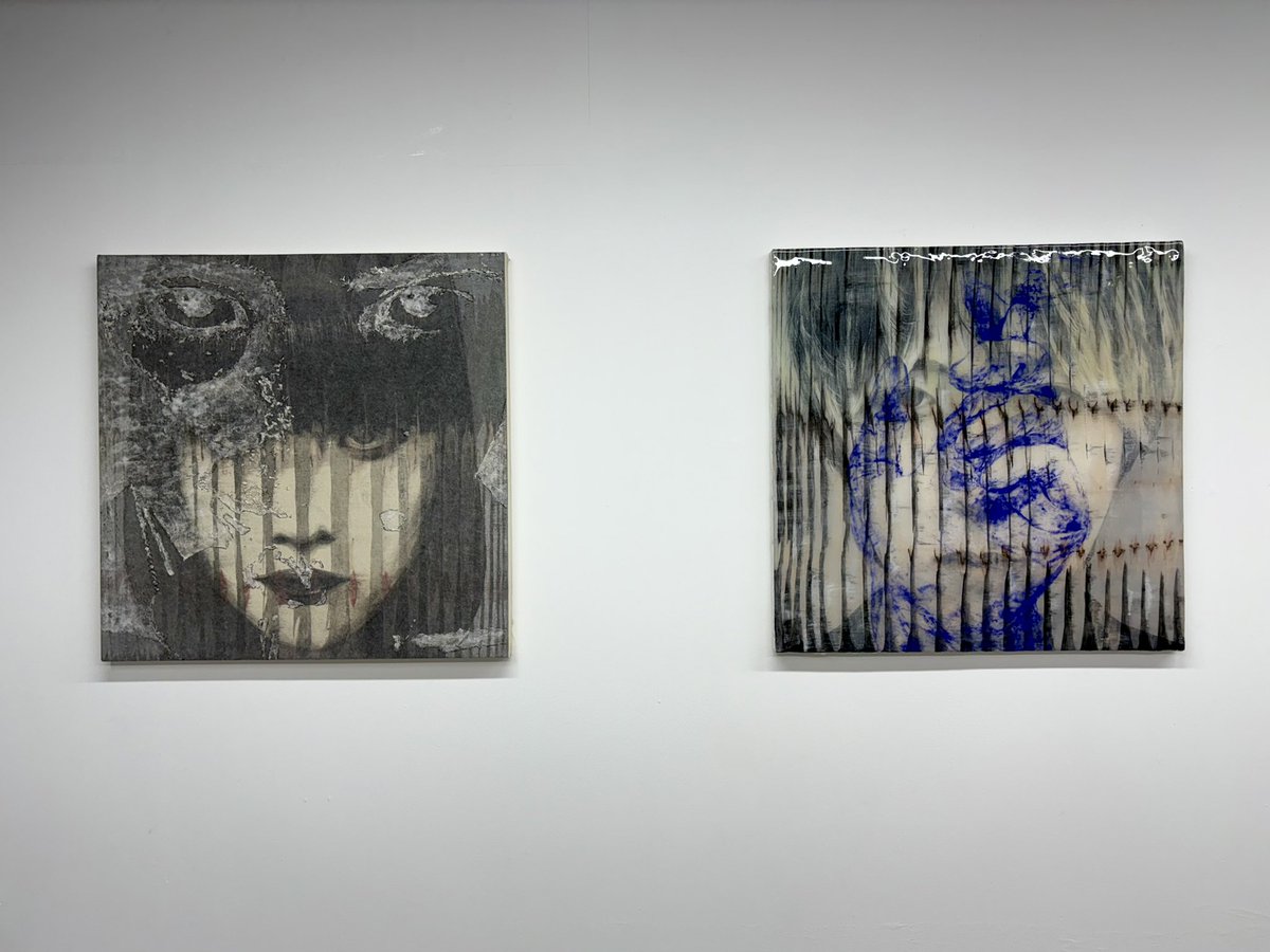 hansodet's tweet photo. KYOK art studio-galleryで小久保タクミさん・渡部真衣さん2人展「SHOW WINDOW」を見ました。作品の配置や空間構成、コンセプトなど多くの面で隙のない完成度の高い展示と感じた。互いの領分を侵さず譲らず、作品同士が拮抗しあう心地よい緊張感と、お二人の絵の持つパワーを堪能した。7/30（木）まで https://t.co/InjeOjB5YB