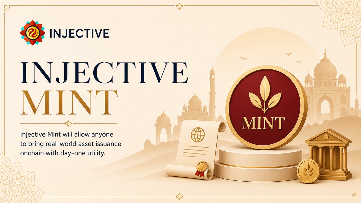 InjectiveIn's tweet photo. Injective ne abhi ek naya tool launch kiya hai jiska naam hai @injective Mint. 

Isse normal users, badi companies, aur AI bhi aasaani se real cheezein jaise stocks, bonds, gold ETFs, aur doosre investments ke official digital versions blockchain par bana sakti hain. 

Bahut saare complicated steps ke jhanjhat ki jagah, sab kuch ek hi simple jagah par ho jaata hai. Is platform mein pehle se hi wo safety rules aur legal checks maujood hain jo badi institutions ko chahiye hote hain. 

Injective ne pehle se hi $6.8 billion se zyada ke real-world assets handle kiye hain aur $1.1 billion se zyada ke naye assets banaye hain. 

Yeh tool abhi early private testing mein hai. Jaldi hi aur features aane waale hain, aur yeh Injective ke apne token ($INJ) ke saath kaam karta hai. 

Isse traditional finance ko blockchain par laana aur bhi safe aur aasaan ho jaata hai.