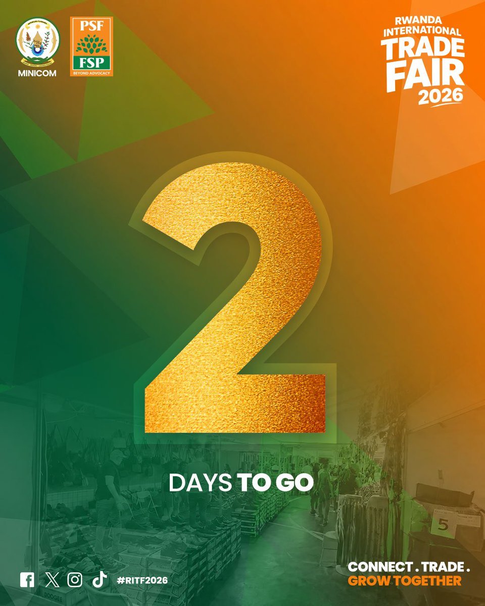 Mamaurwagasabo1's tweet photo. [AD] #EXPO2026 irabura iminsi ibiri gusa, ntimuzacikwe n'ibyiza bitandukanye, muzaze mwihahire.

Iminsi 21 y'ibyiza i Gikondo Expo Grounds, Kigali kuva tariki 28 Nyakanga kugera tariki 17 Kanama 2026.
 
#RITF2026 #PSFRwanda  #ShopRwanda @RwandaTrade https://t.co/9D1f9uQtc3