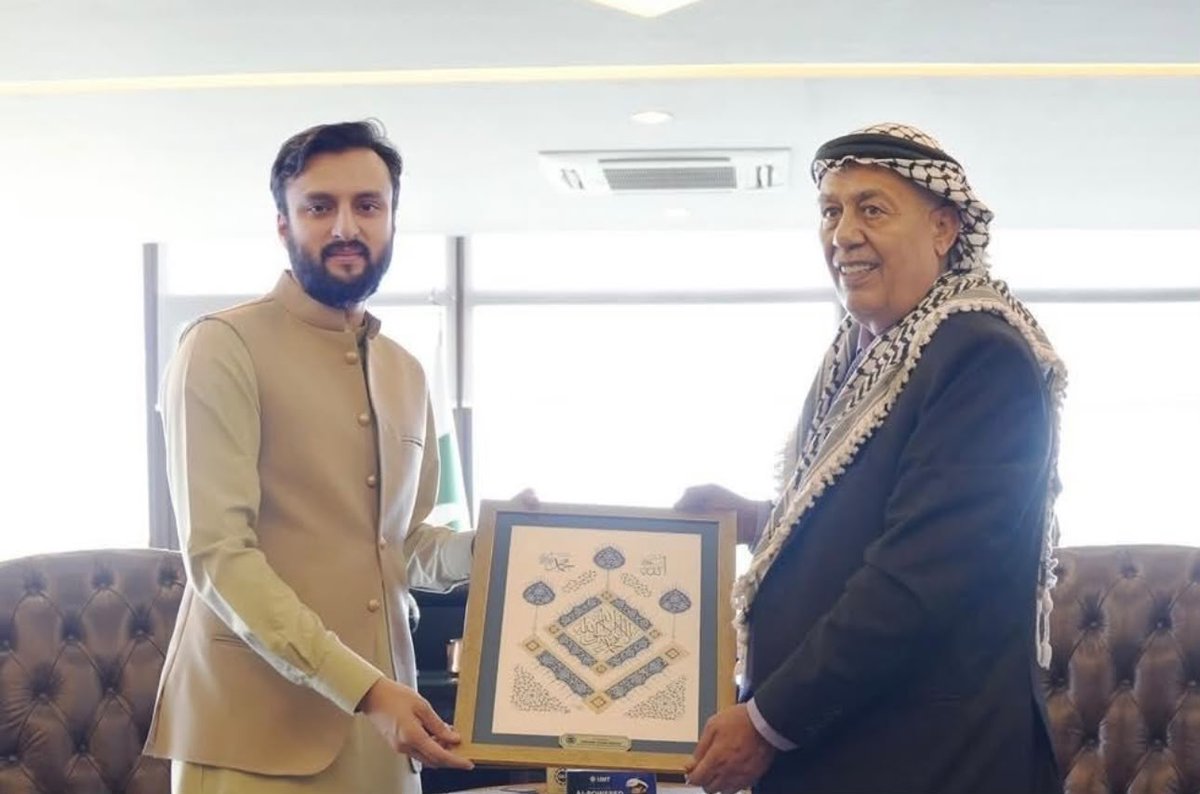 ibrahimhmurad's tweet photo. Honored to welcome His Excellency Dr. Zuhair Mohammad Hamadallah Zaid, Ambassador of the State of Palestine to Pakistan, to my office today.
Discussions centered on the transformative power of education, expanding academic opportunities for Palestinian youth, and reinforcing our firm, unwavering solidarity with Palestine. At UMT, we believe higher education is a powerful bridge for global resilience and empowerment.