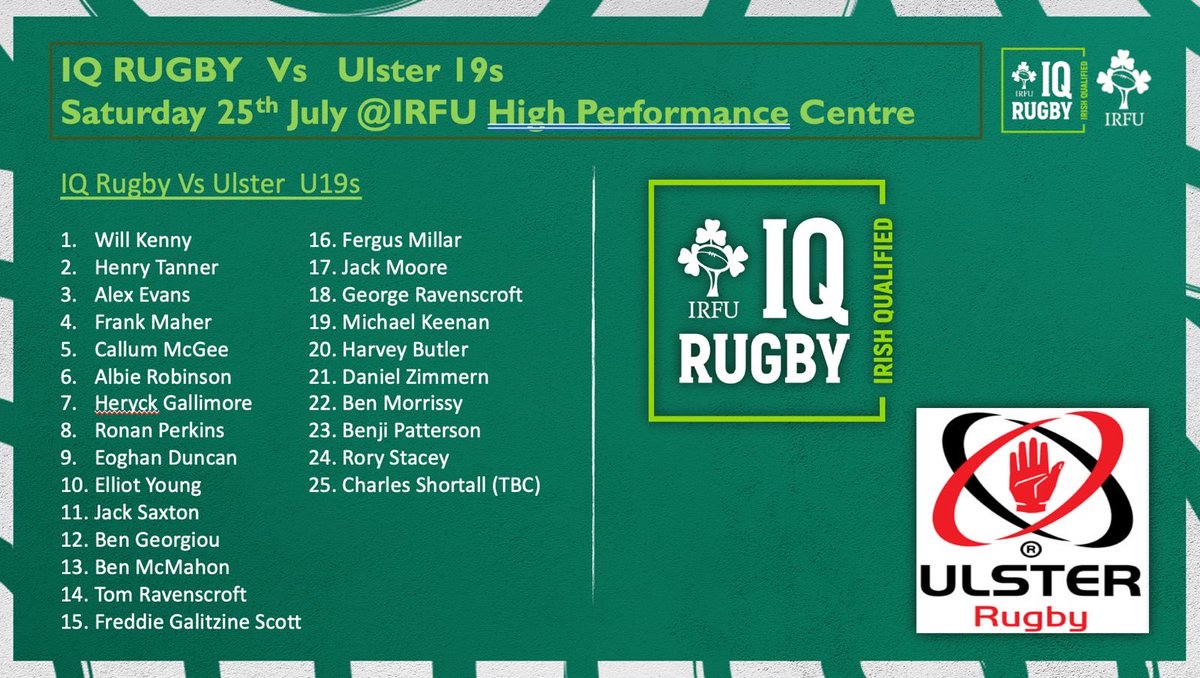 IQRugby's tweet photo. Our IQ Rugby players have had a fantastic week and today our last day in Ireland we play Ulster U19’s at the IRFU HPC. If you’d like to register as an Irish qualified player then click the link: https://t.co/mDhgr1Ev19 https://t.co/CbFJm6aTOh