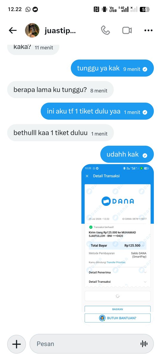 tiskandin's tweet photo. !!! PENIPUAN TIKET INDOMARET FUN RUN SEMARANG !!! 

Hati-hati guys kalo mau beli di akun @juastipmy 

Ini bukti screenshot nya, silahkan dibaca kalo bisa akun nya report. Hati-hati yaa apalagi dia open jastip tiket konser gitu. https://t.co/eHxMFABfzo