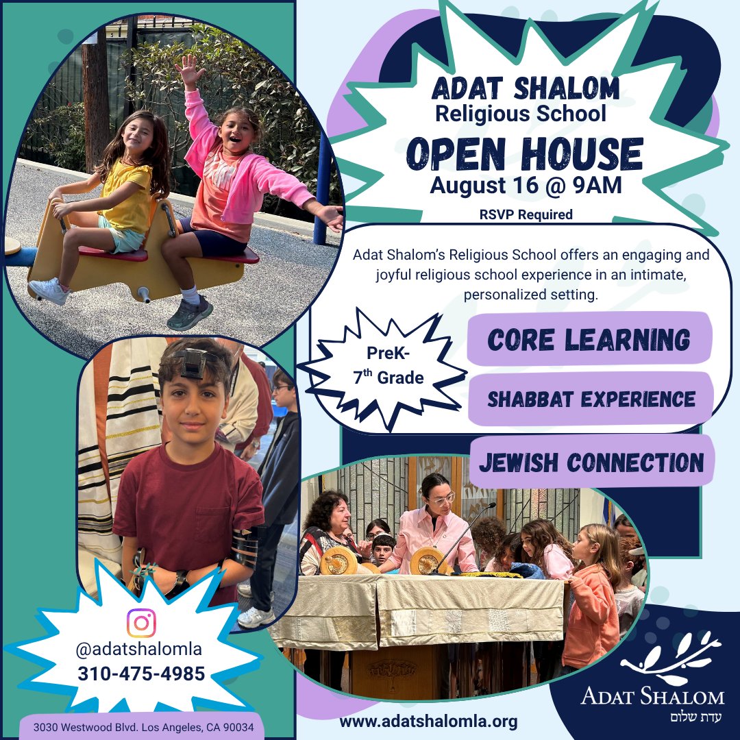 SMMirror's tweet photo. Adat Shalom Religious School Open House &amp; First Day of School!

Prospective TK–6th grade students are invited to meet our teachers, connect with students, and explore our Religious School.

Registration and RSVP are a must! We can’t wait to welcome you!

https://t.co/pSqRJPCIQ0 https://t.co/JDhQPngs2f