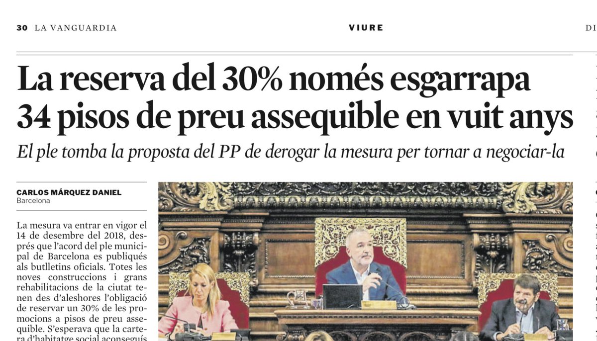 jaumeclotet's tweet photo. Només 34 pisos protegits en 8 anys a Barcelona: menys de 5 cada any. Vet aquí el gran èxit d’una de les mesures estrella del govern Colau en matèria d’habitatge. I una bona prova del terraplanisme ideològic: legislar sense avaluar ni corregir les mesures si són un fracàs. https://t.co/VHWrVFwvGx