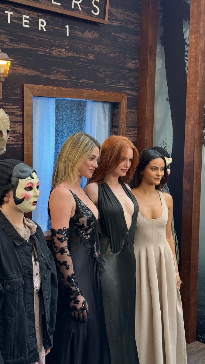 cineculture_x's tweet photo. a mini-Riverdale cast reunion featuring Lili Reinhart, Madelaine Petsch, and Camila Mendes at the Los Angeles premiere of the Lionsgate horror film, The Strangers: Chapter 1, held at Regal LA Live on May 8, 2024. https://t.co/O1pm1KHZvv