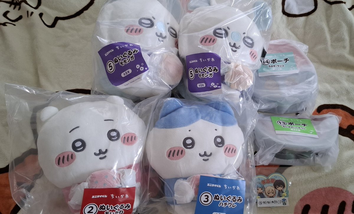 mimimenco's tweet photo. 交換　ちいかわ　エニマイくじ

譲：ぬいぐるみ　ちいかわ　ハチワレ　モモンガ
ポーチ　ちいかわ・ハチワレ　うさぎ・ラッコ

求：ぬいぐるみ　古本屋　シーサー
↑決まり次第　うさぎ　ラッコ

複数同時交換可能な方優先
郵送または千葉県内手渡し要相談
検索からもお気軽にどうぞ https://t.co/kGCK43rHBK