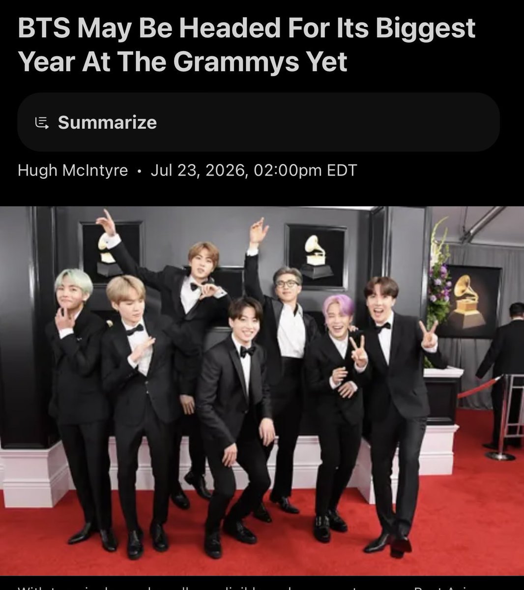 Bangtan7_Stream's tweet photo. BTS could make 2027 its biggest Grammy year yet.

~Forbes 

https://t.co/ym8cRH3wvP https://t.co/ekQQS5OOBb
