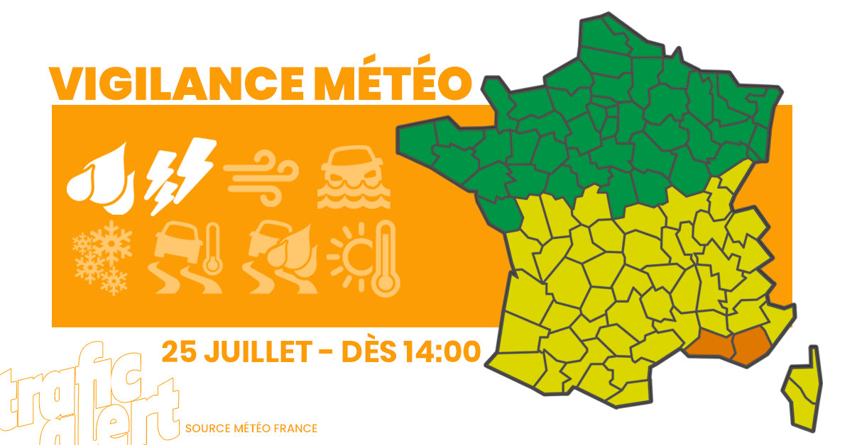trafic_msgu's tweet photo. 🌩️  ORAGES | Un risque orageux sur la moitié sud, plus marqué sur le sud-est, vigilance orange Bouches-du-Rhône et Var, jusqu'à 100mm de pluies sous les orages, prudence. #vigilanceorange #orages #pluies ➡️ https://t.co/U94ZX7B573 https://t.co/LAD0JzcCX0