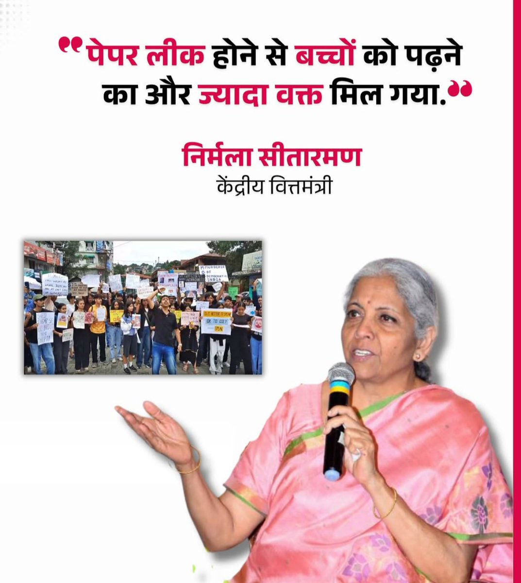 CANITINCHAWLA's tweet photo. India's students deserve an examination system built on integrity, transparency, and accountability. 

Any statement that appears to downplay the seriousness of paper leaks undermines public confidence in our institutions. 

Leadership must be accountable for its words and actions. 

If accountability is to mean anything, Finance Minister Nirmala Sitharaman should step down from her position.

#Accountability #Education #ExamReforms #StudentsFirst #India