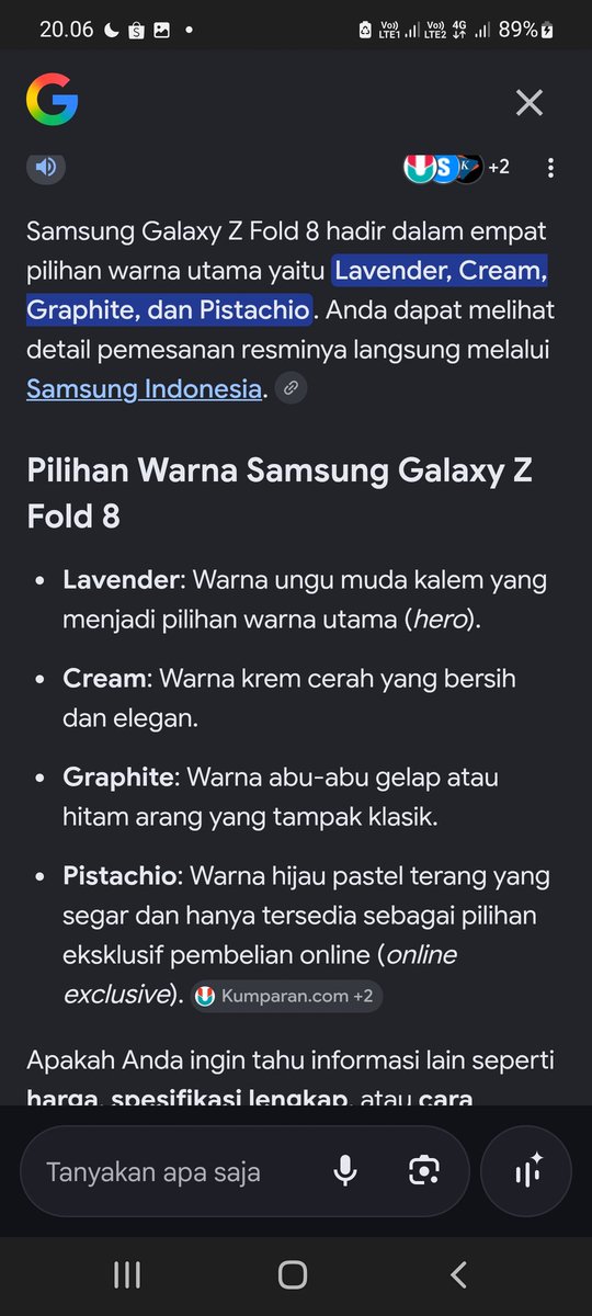 VivithaAyu's tweet photo. @detikcom Varian Warna Samsung #GalaxyZFold8  yaitu
Lavender
Cream
Graphite
Pistachio
#FoldTheDoubt 
#GalaxyUnpacked
#UNPKWatchParty

Bismillah wish me luck https://t.co/FaNHlTRACm
