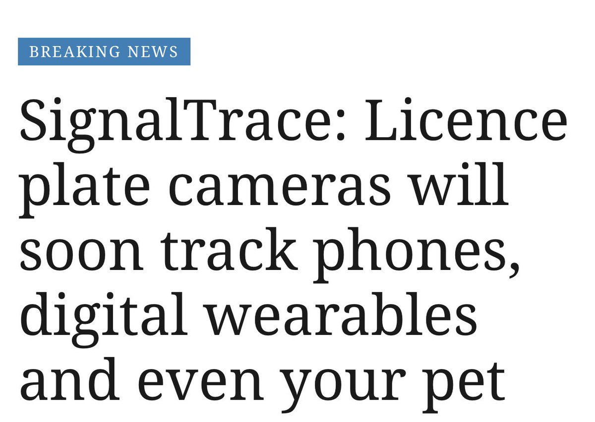 toobaffled's tweet photo. SignalTrace is a surveillance platform that is being marketed to law enforcement and government agencies in the United States.  It allows the collection of data from various personal digital devices, including smartphones and smartwatches, carried or worn by people associated with a particular vehicle.

The goal of the technology is to “bridge the gap between vehicle and occupant,” creating a unique electronic fingerprint to follow people’s movements and associations.

They are no longer interested in tracking your car. They are interested in tracking you.

https://t.co/lmJRE2bJcY