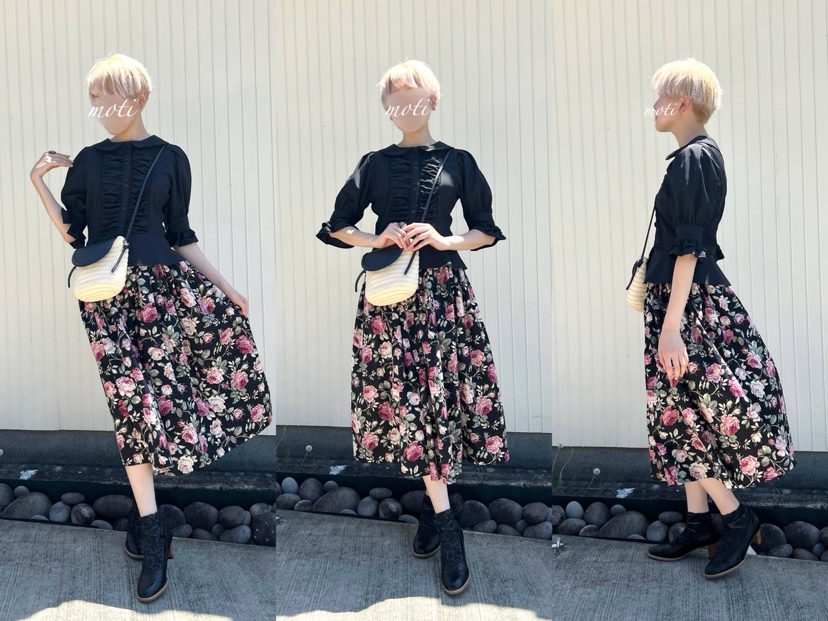 hakusai_moti's tweet photo. ロマアラでお迎えしたPhysical Dropさんのスカート、圧倒的着心地の良さ
柄がとてもロマンチックなので暑くてもお洒落したい心も満たされる💐

ノーパニエで頭もの無しでも浮かないので気負わずさらっと着られる、肌あたりもよい
夏に重宝するやつだわ…

#motiコーディネート記録 https://t.co/aLMVKU2Atr