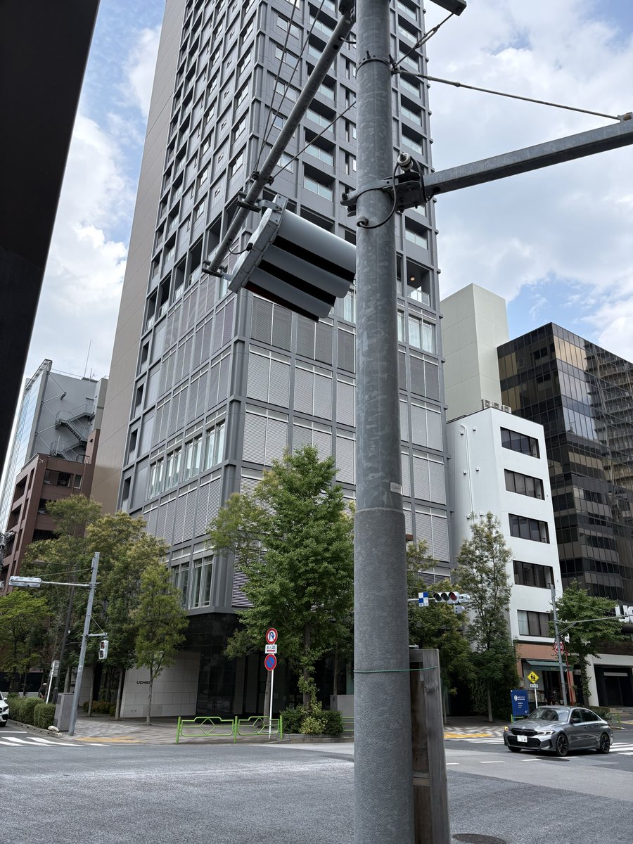 とても珍しい、フードがめちゃ長い信号機