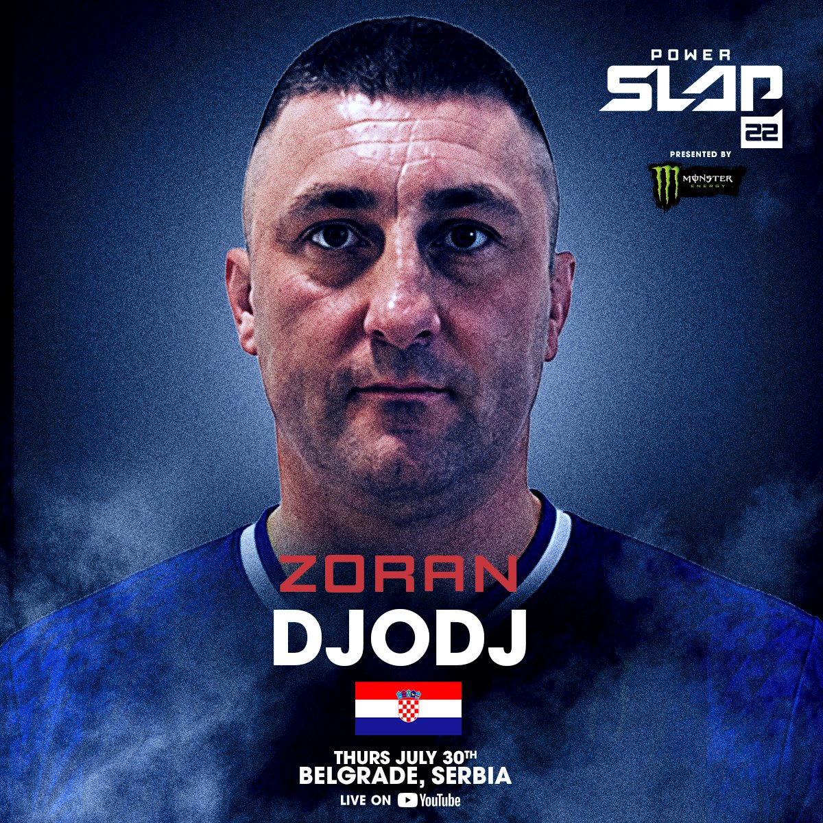 powerslap's tweet photo. 🇭🇷 DJODJ vs ZDELAR 🇷🇸

Zoron Djodj and Serbia’s own Jovan Zdelar make their first walk to the Power Slap podium at #PowerSlap22!

[ July 30th | 🎟️ Get TICKETS at link in bio ] https://t.co/oYmrS5MJWv
