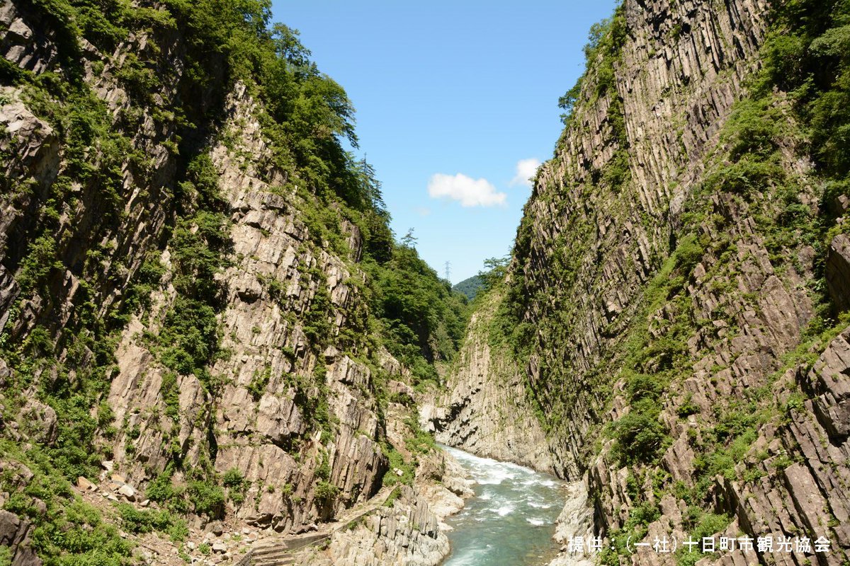 echigo_tsumari's tweet photo. .*⿻┈┈┈┈
この夏は、秋山郷で涼もう。
　　　　　　　┈┈┈┈ ⿻*.· 
秘境・秋山郷に泊まる1泊2日のモデルコースを公開中。源泉かけ流しの温泉で癒やされ、越後妻有名物「へぎそば」を味わい、津南町の旬の恵みが詰まった手作り料理を堪能。里山の風景やアートを巡る、夏にぴったりの涼やかな旅です。暑い夏こそ、秋山郷へ。 

▽詳細コースはこちら
https://t.co/QjD4MI6LlO 

#大地の芸術祭 #越後妻有 #EchigoTsumari #プレスリリース #十日町市 #津南町 #山菜 #山の恵み #秘境 #秋山郷 #温泉 #マタギ文化 #大地の運動会 #新米 #米作り #FC越後妻有 #新潟 #北信越 #越後湯沢 #南魚沼 #魚沼 #長岡 #上越 #燕 #三条 #見附 #小千谷 #柏崎 #上越