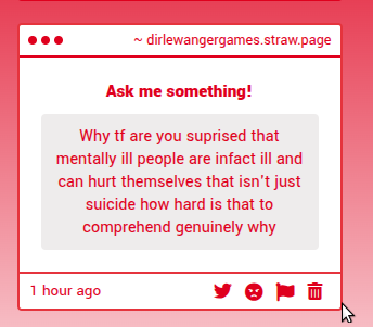 DirlewangerGame's tweet photo. hello i was raped every day by 3 6'7" autistic men and this is my strawpage submission https://t.co/tu5beYaKYC