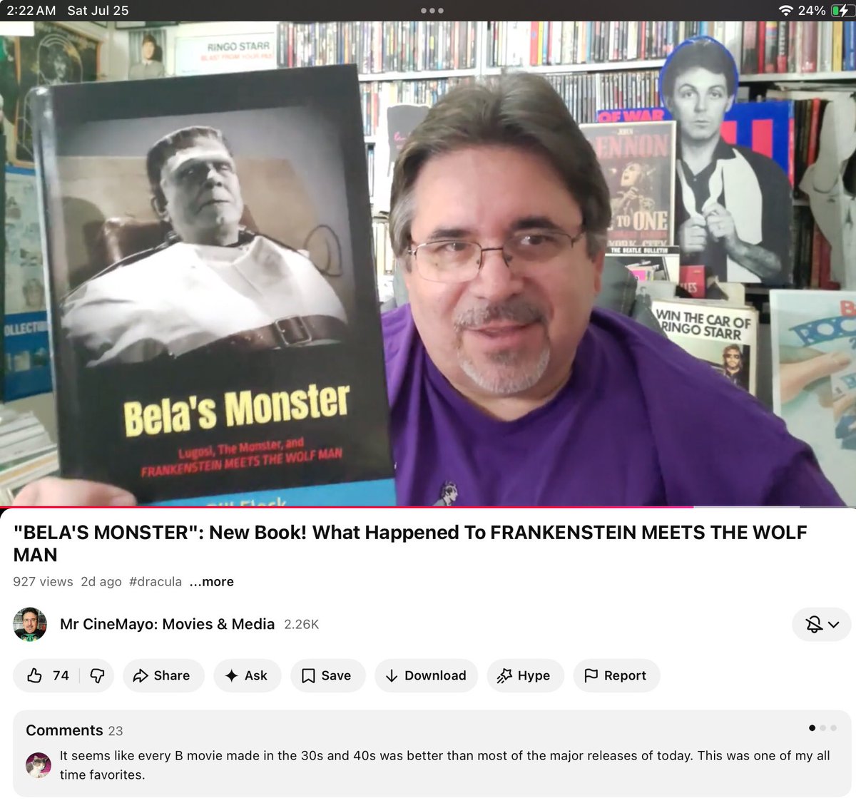 BillFleck3's tweet photo. Mr. CineMayo just posted an enthusiastic review for BELA’S MONSTER on his channel. Thank you, Sir! Link in the comments… https://t.co/QmHb7Sv885