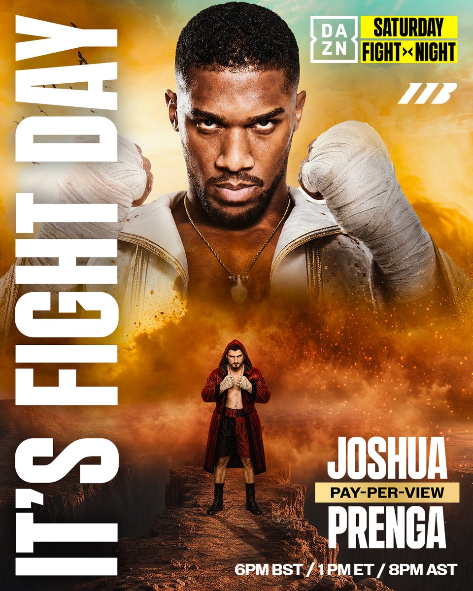 DAZNBoxing's tweet photo. IT'S FIGHT DAY! 🥊

🎟️ Buy #JoshuaPrenga NOW at https://t.co/FoiaUucI53 | July 25 | Danger Before Destiny https://t.co/Pgw2aU1Xin