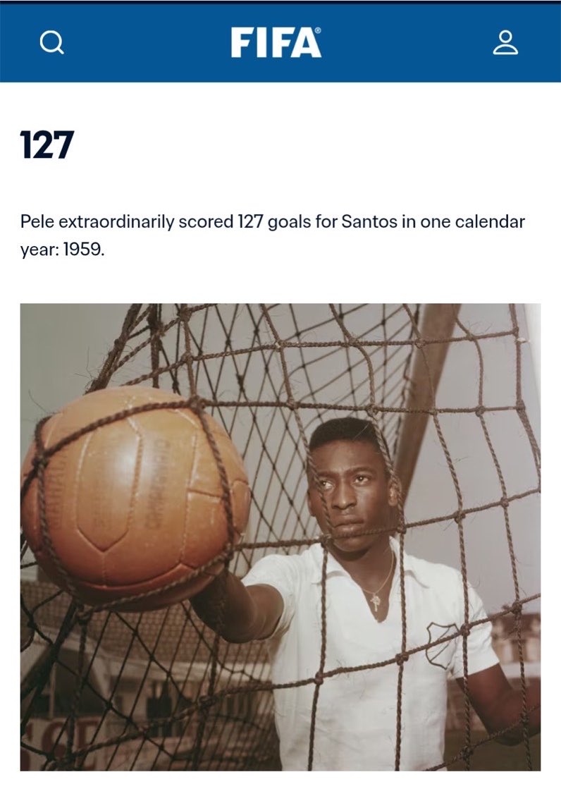 TouchmineX's tweet photo. 🚨 | 𝗕𝗜𝗚 𝗕𝗥𝗘𝗔𝗞𝗜𝗡𝗚: FIFA will not recognize Lionel Messi as the player with the most official goals scored in a calendar year. Instead, it officially recognizes Pelé’s 127-goal tally as the record. 🇧🇷✅ https://t.co/Pmg8ikn5dx
