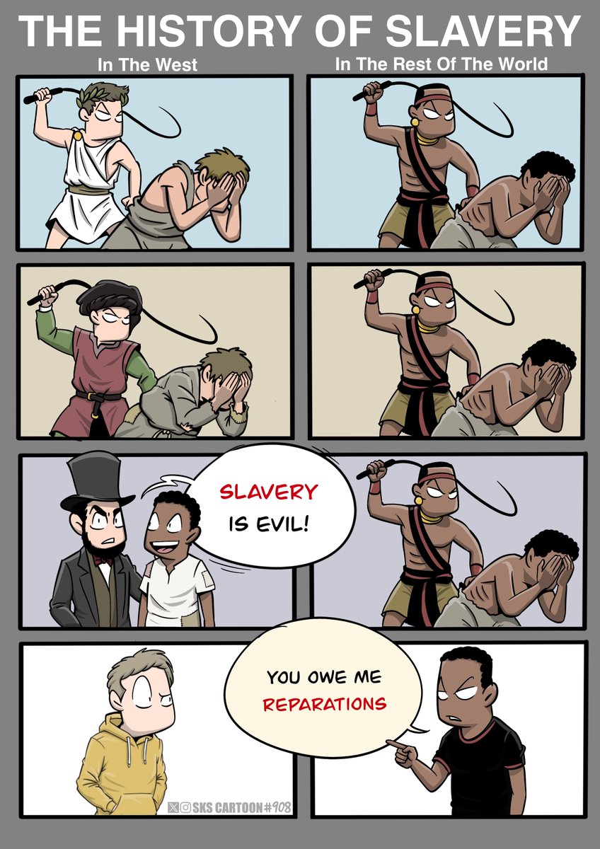 skscartoon's tweet photo. Slavery was the norm throughout human history until White people deemed it a moral sin against God. https://t.co/bBtnDvvnMZ