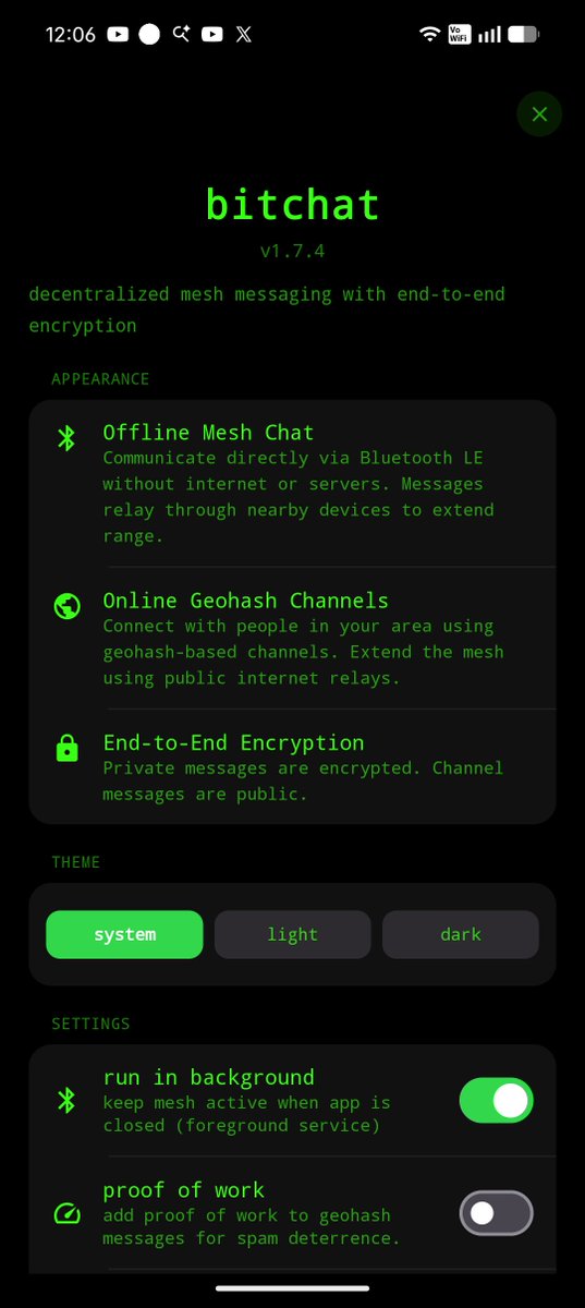 Techjunkie_Aman's tweet photo. Jack Dorsey, the former CEO and co-founder of Twitter, didn't build BitChat to compete with WhatsApp or Signal.

He built it because he wanted messaging that couldn't be turned off.

No servers.
No phone numbers.
No accounts.
No internet.

Just nearby devices talking directly to each other.

What began as Dorsey's weekend experiment with Bluetooth mesh networking has quickly grown into one of the most fascinating open-source messaging projects around.

Instead of relying on cellular networks or Wi-Fi, BitChat turns every nearby phone into both a client and a relay, allowing end-to-end encrypted messages to hop from device to device through a decentralized mesh network.

Features:

• Offline Bluetooth mesh messaging
• End-to-end encrypted private chats
• No accounts or phone numbers
• No central servers
• Multi-hop message relays
• Geohash-based online channels
• Optional Tor routing
• Panic mode to instantly erase all local data
• Open source
• Privacy-first design

BitChat has already been used during internet shutdowns and network outages, and its decentralized architecture has even drawn attention from governments because it works without traditional communication infrastructure.

Sometimes the most powerful technology isn't about connecting everyone to the internet.

It's about proving you don't always need it.