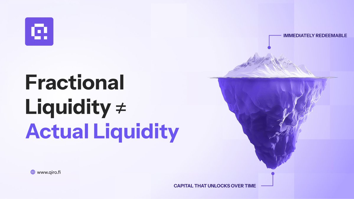 Qiro_Finance's tweet photo. One thing DeFi gets wrong is how it talks about liquidity.

There's a difference between fractionally liquid and fully liquid.

They're not the same. A portfolio can have liquid assets without being fully liquid.

Whats the difference 🧵👇 https://t.co/pz9oiTSLTJ