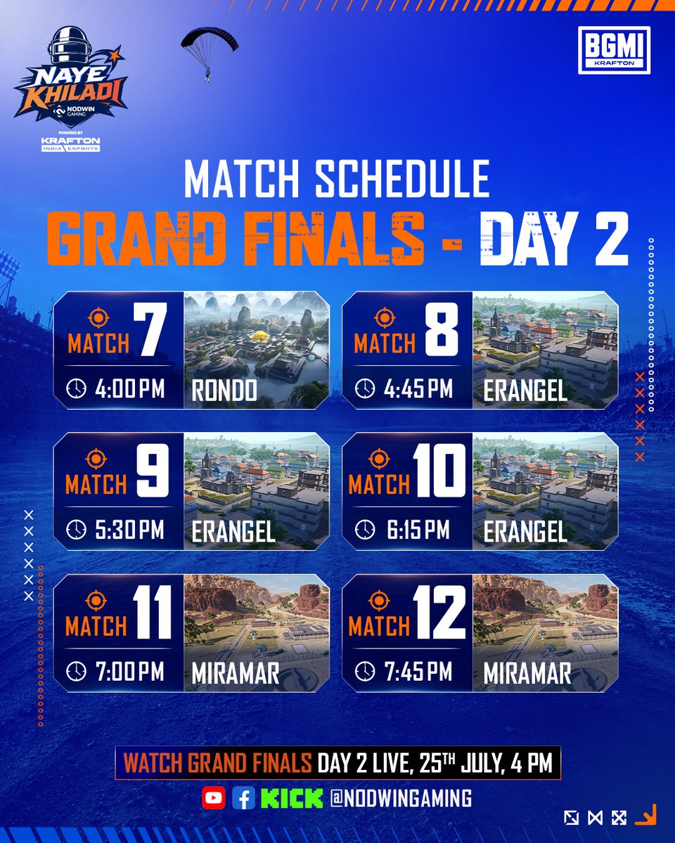 NodwinGaming's tweet photo. The race gets all the more intense than ever ⚔️
Some teams are looking to extend their lead, while others are fighting to climb the standings.
Who's rising to the occasion on day 2 ?

🔴Watch Grand Finals Day 2 live 25th July, 4 PM
📺YouTube/Facebook/KICK : NODWINGaming

#AbTeriBaari #BGMINAYEKHILADI #BGMI #KraftonIndiaEsports #Esports
[BGMI: NAYE KHILADI, Ab Teri Baari, BGMI, KRAFTON India Esports, Esports India, Esports, Gaming]