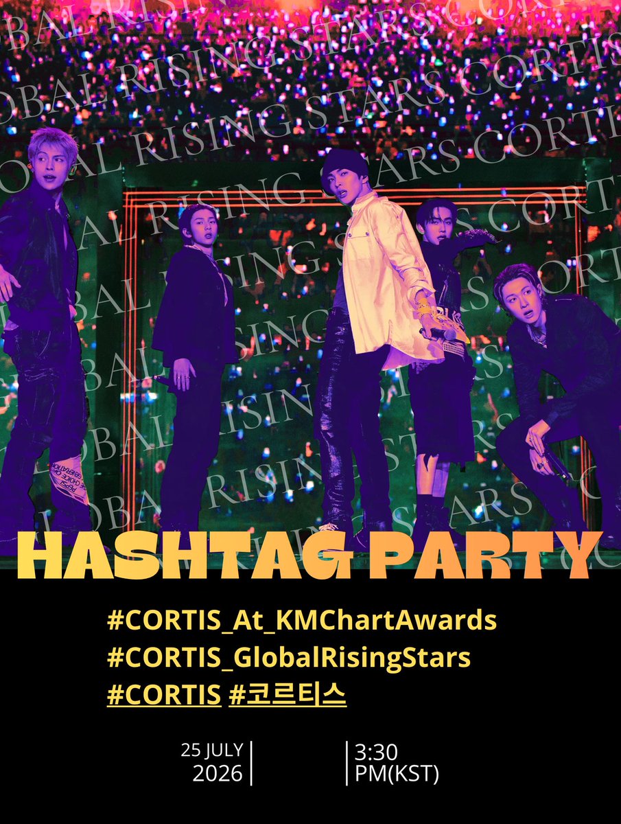 CORTISVIETNAM's tweet photo. HASHTAG PARTY | CORTIS AT KMA Chart Awards

Global Rising Stars CORTIS ✨

 #CORTIS_At_KMChartAwards 
#CORTIS_GlobalRisingStars
#CORTIS #코르티스 
 @cortis_bighit https://t.co/cEQUro6YpZ