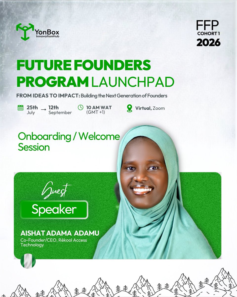 Yonbox_hub's tweet photo. WELCOME OUR GUEST SPEAKER

Aishat Adama Adamu CEO &amp; Co-Founder, Rèkool Access Technology

We are honored to welcome Aishat Adama Adamu, an accomplished entrepreneur and visionary leader whose work is transforming healthcare through sustainable cold-chain innovation. https://t.co/XUMs1NdEZH
