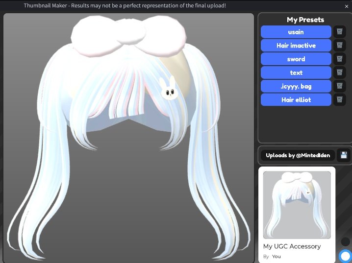 ciwawwwksks's tweet photo. hellouU! 
paid code hair here ♡
code : cuteepaidd! 
price : 220 robux ( transfer ) 
only 3 uses! 
link item : https://t.co/tmPOPEksG3
eror = refund code ♡
#FreeugcRoblox #RoloxDev #Ugcroblox #Roblox https://t.co/2IG4JNbxoZ