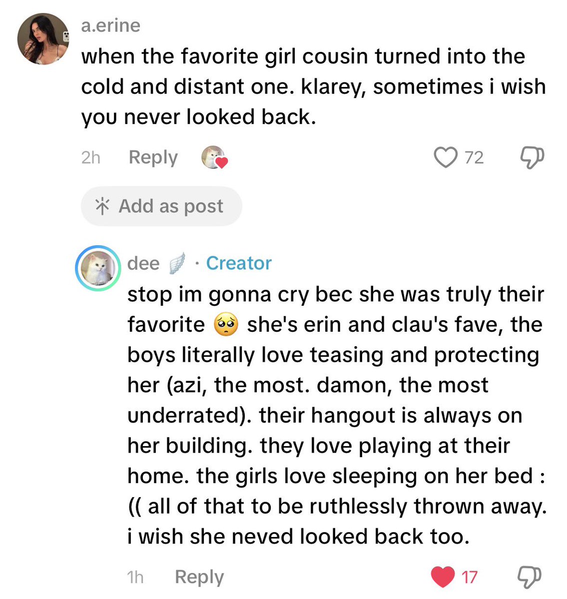 aevanarsdale's tweet photo. stop im crying 😭 i guess it's safe to say no matter good things ended we'll always carry this pain for klarey https://t.co/3H9J3XTty7