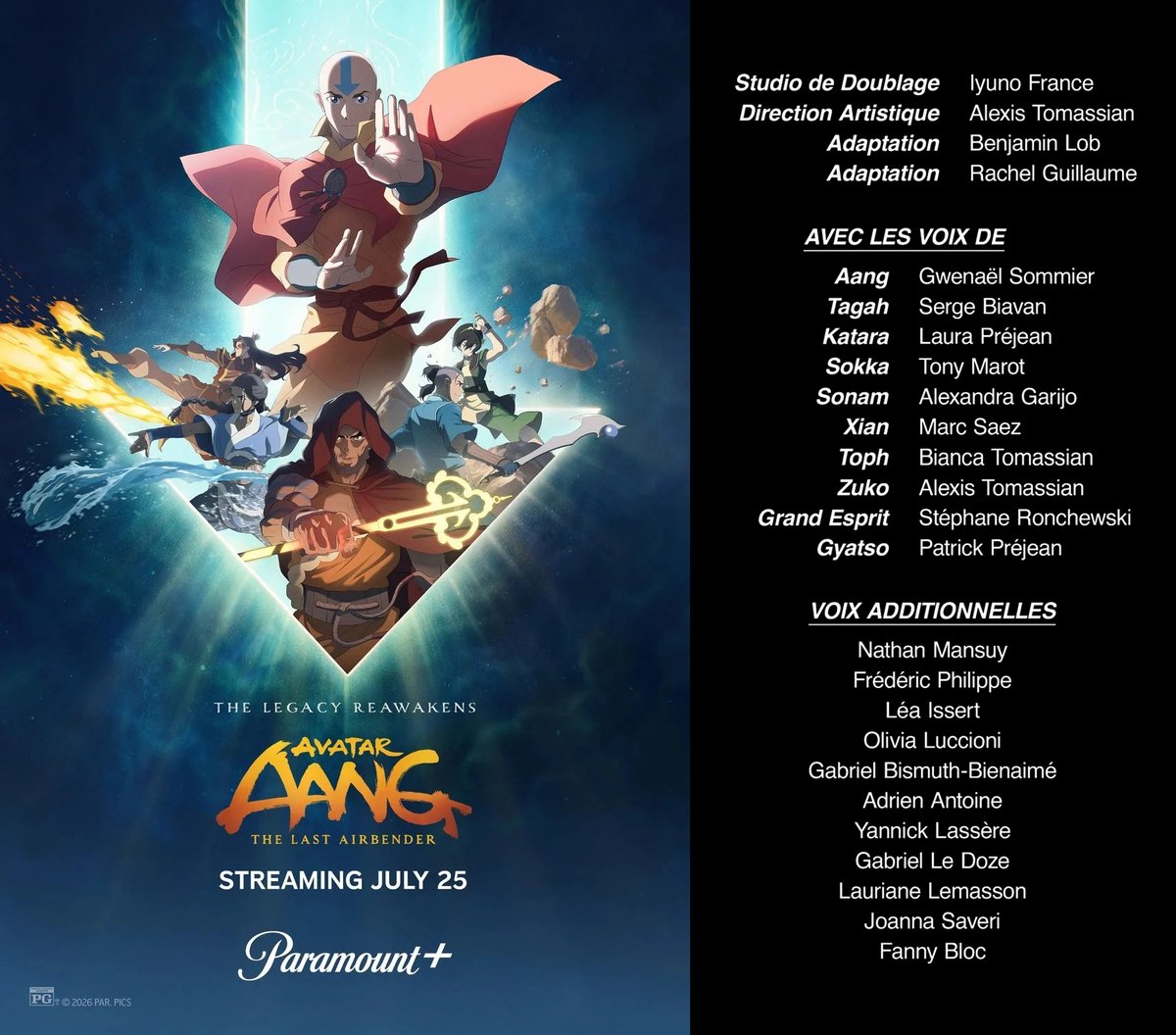 BastienDrucker's tweet photo. Carton de doublage du film "Avatar Aang : Le dernier maître de l'air" sur Paramount + dirigé par @alexistomassian 

Avec le retour de l'équipe d'origine, @BiancaTomassian sur Toph, @nathan_mnsy et @yannicklassere https://t.co/d0BJ6SUlOq