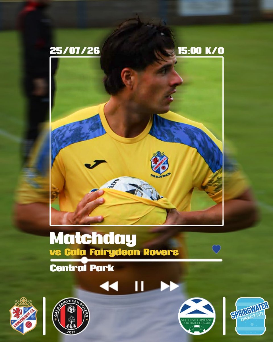 CowdenbeathFC's tweet photo. ⚽️ GAME DAY ⚽️

🆚 @fairydeanrovers 
🏆 Lowland League East
🎟️ Adults £12 (£13 PATG) | Concessions £8 | 12 and under FREE

Tickets can be purchased in advance at https://t.co/T8L8d9kzj7. Fans can pay at the gate but there is an additional £1 charge for adults.

🍺 The Andy Matthew Lounge in the stand will be open from 2pm. Both sets of fans are welcome.

Match Preview : https://t.co/N2hP4JTgRl