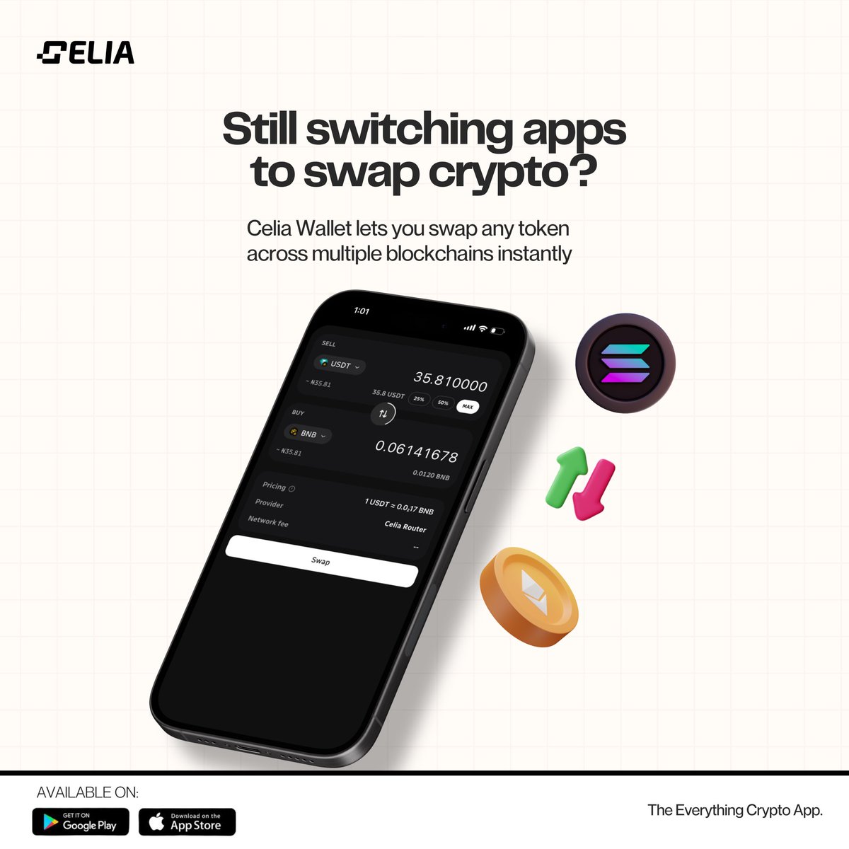 CeliaWallet's tweet photo. Still switching apps to swap crypto?

Celia Wallet lets you swap any token across multiple blockchains instantly — right where you already trade.

Download Celia Wallet 👇
https://t.co/G8CLlmb7gB https://t.co/raYsdpy9IC