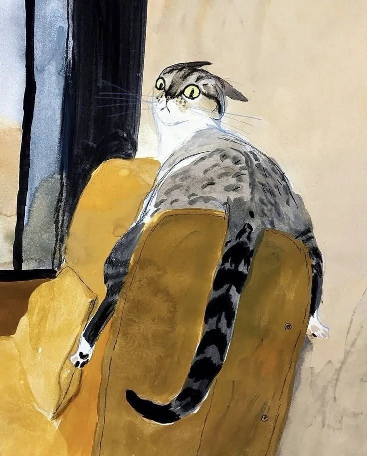 pmamtraveller's tweet photo. "Alerted cat" by artist Yulia Sidneva. https://t.co/B0HlZoDfls