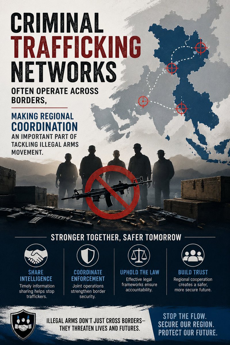 PintoRustam's tweet photo. Criminal trafficking networks often operate across borders, making regional coordination an important part of tackling illegal arms movement #illegalArms #StopTerrorFunding #PeopleNotTheProblem #PeaceInNorthEast https://t.co/Dfu4bA5clp