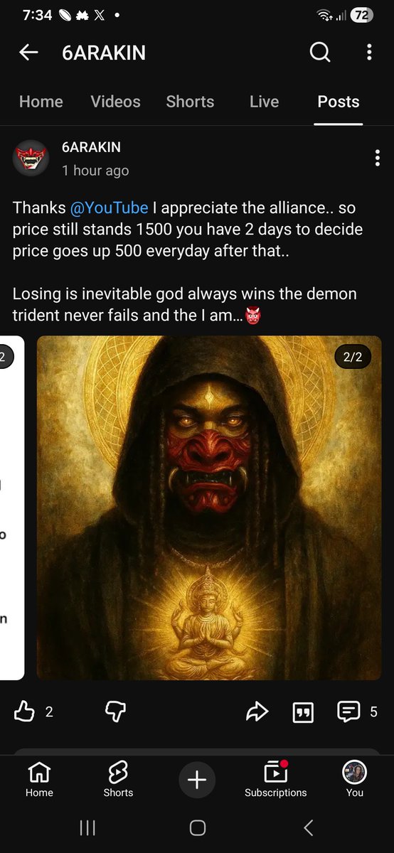 OCDGamerNZ's tweet photo. They won't take back the strikes unless I pay them.

@TeamYouTube sort @6ARAKIN_TWITCHH out he's extorting me for money and holding me ransom saying he won't take back the strikes unless I pay $1500

He acknowledges its bullshit and is getting away with it. This is crazy. https://t.co/lNFRY9xsjF