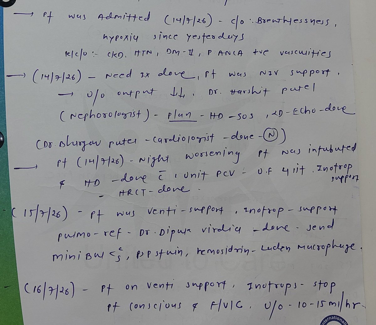 gatu_badshah's tweet photo. PT ADMITTED AT 14 JULY TODAY DAY 11
ON VENTI 10 PEEP, 60% FIO2 WITH INOTROP SPRT
SVT, ANCA ASSOCIATED GLOMERULO NEPHRITIS, DM2,
HD AND PLASMA P,
#pulmonology #ICU #EPeeps #MedTwitter #CardioEd #Cardiology #MedicalStudent #MedStudentTwitter #Fellowsfirst #FOAMed #chest https://t.co/hTLRgK8tew