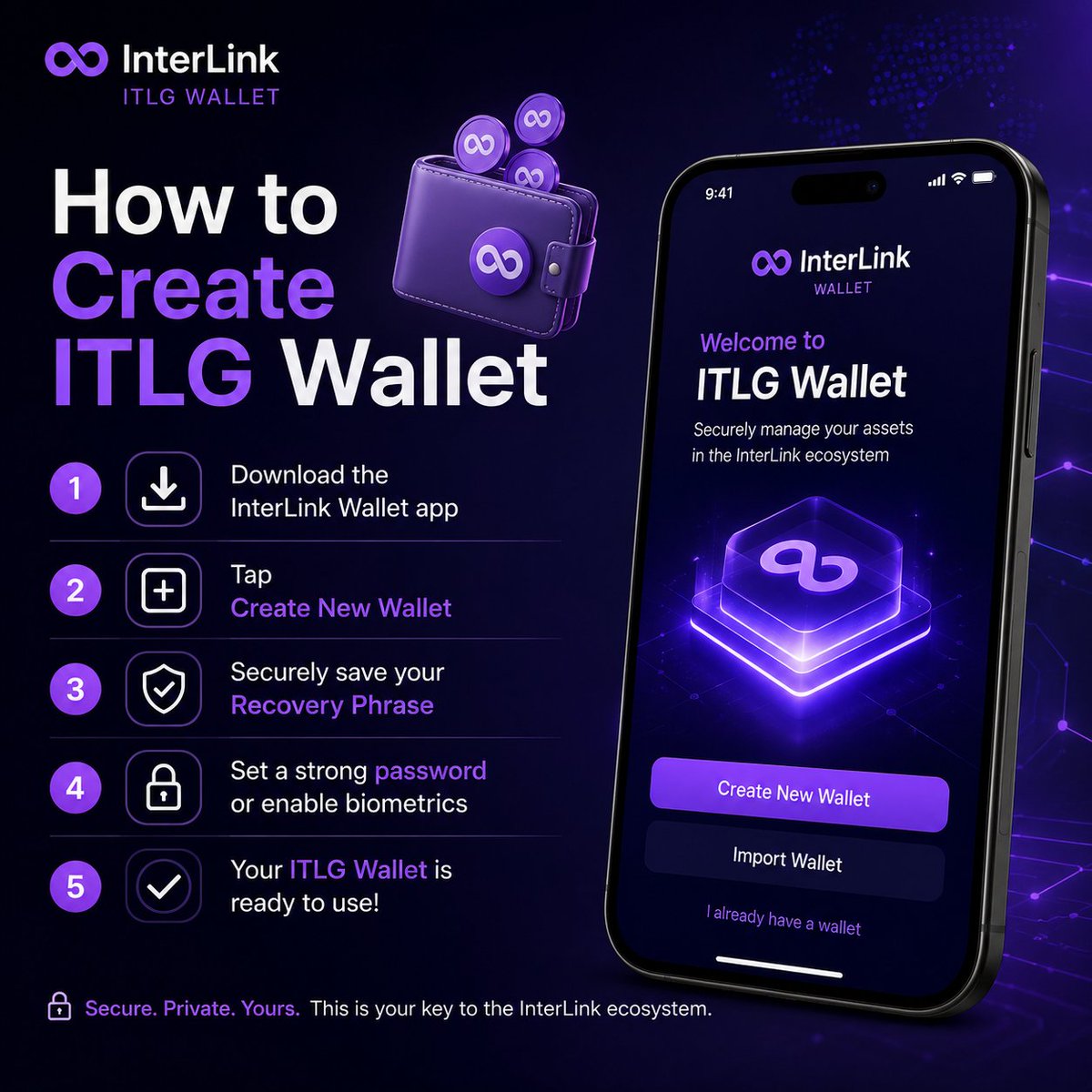 Juhi12134's tweet photo. 🔐 Create your ITLG Wallet in minutes:

📲 Download the app
🆕 Create a new wallet
🔑 Save your recovery phrase
✅ You're ready to explore InterLink!

#InterLink #ITLG #ITL #Web3

#ITLX https://t.co/Tj9YVg2hUb