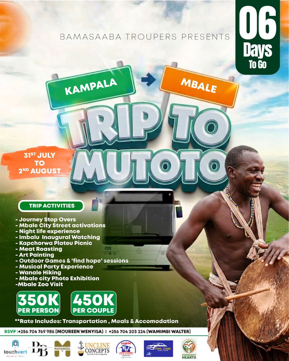 rainlainebecky1's tweet photo. Good morning guys. We have 6 days left to the Mbale Trip. Anyone that would like to be a part, just book your seat early enough
#EOXDinner
#OneBigVoice
#EasternTweeps https://t.co/AYG7Ofjcpy