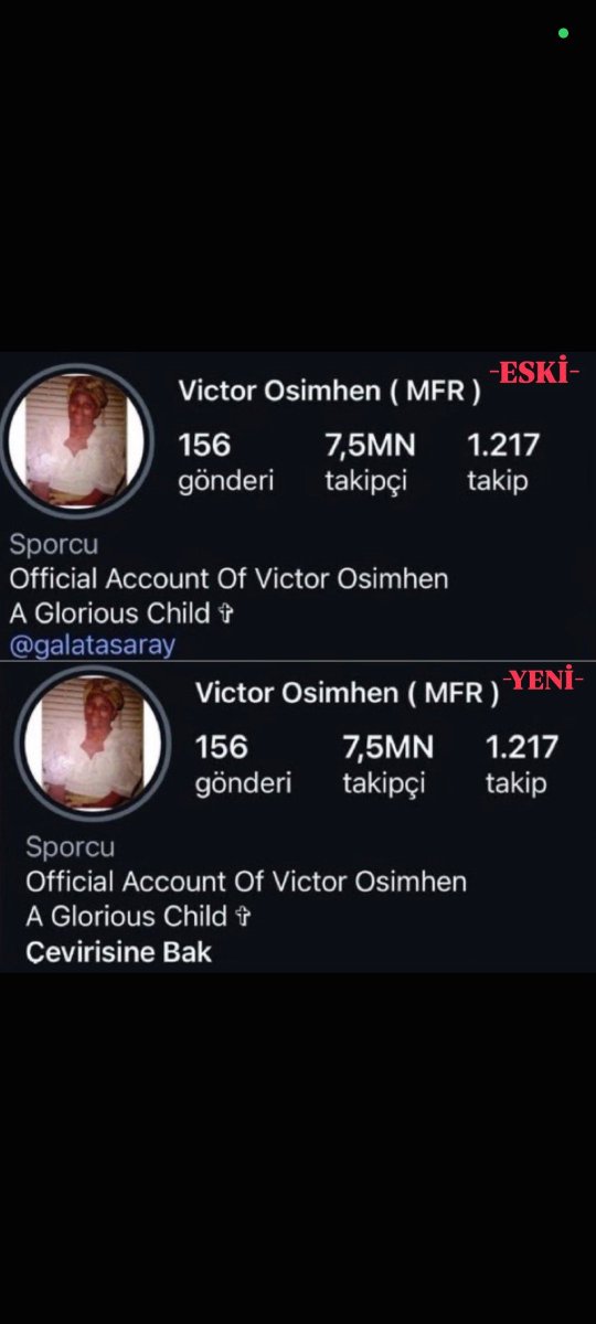 Canercolak1907's tweet photo. @GalatasaraySK Maaşını alamayan osimhen biosundan salatasaray yazısını kaldırdı kaos var 🥳@Galatasaray https://t.co/egUW839VnU