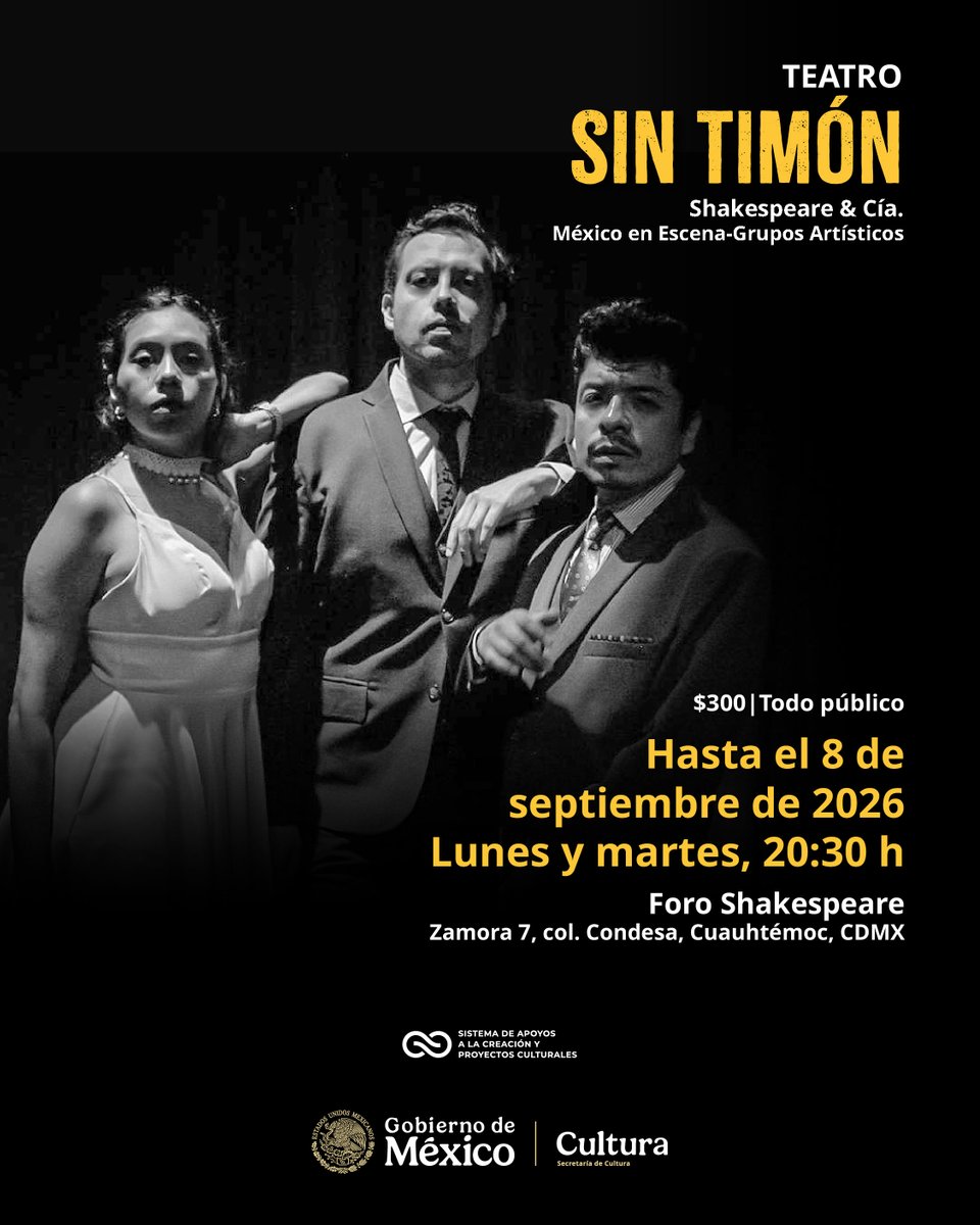 SistemaCreacion's tweet photo. ¿Qué tipo de enfermedad es la generosidad? Actores preparan una interpretación de "Timón de Atenas" y un homenaje a su gran maestro, pero su exceso de generosidad les costará caro. Shakespeare &amp; Cía. presenta "Sin Timón" en el @ForoShakespeare.

Boletos: https://t.co/WZTPtKNcxS https://t.co/9S692bAT5i